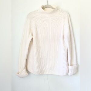 VINCE Sweater Women’s Large 100% Wool Funnel Neck Cuffed Sleeves Knit